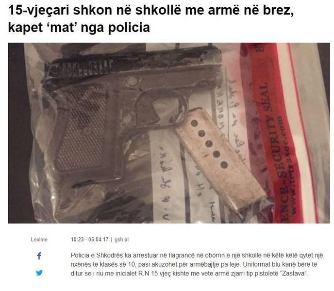 Albania-avmp/15-vjeari-shkon-n-shkoll-me-arm-n-brez-kapet-mat-nga-policia