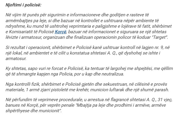 Albania-avmp/Arrestohet-n-lokal-31-vjear-me-arm-zjarri-tentoi-ti-ik-policit-me-vrap-Me-pre_1