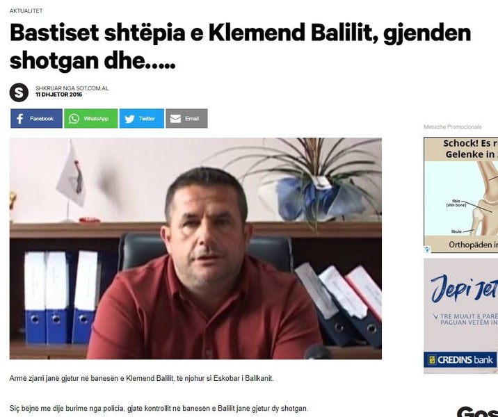 Albania-avmp/Bastiset-shtpia-e-Klemend-Balilit-gjenden-shotgan-dhe..