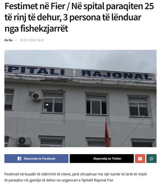 Albania-avmp/Festimet-ne-Fier---Ne-spital-paraqiten-25-te-rinj-te-dehur-3-persona-te-lendu