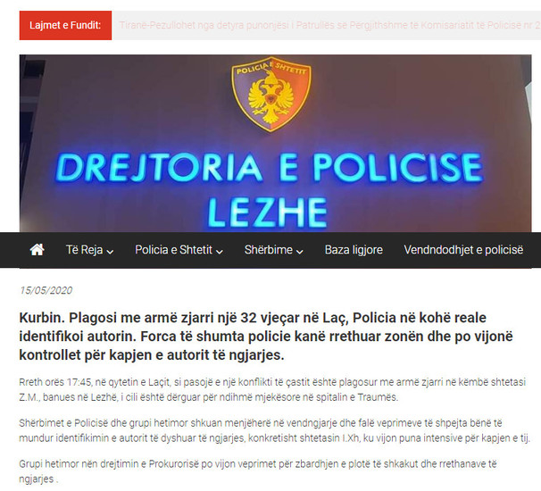 Albania-avmp/Kurbin-plagosje-me-arme-zjarri