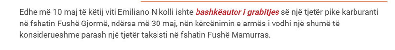 Albania-avmp/Nga-Tirana-n-Fush-Kruj-Tre-grabitje-n-nj-dit-30-vjeari-vjedh-nj-taksi-dhe-dy-pika-karburanti-duke-krcnuar-me-arm-shpallet-n-krkim_1