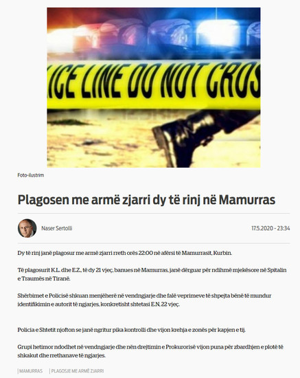 Albania-avmp/Plagosje-me-arme-zjarri-Mamurras