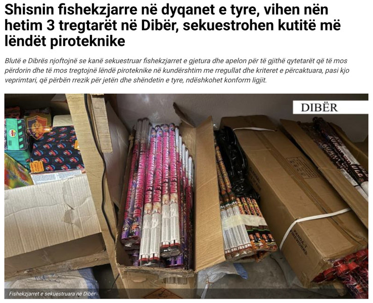 Albania-avmp/Shisnin-fishekzjarre-n-dyqanet-e-tyre-vihen-nn-hetim-3-tregtart-n-Dibr-sekues_1