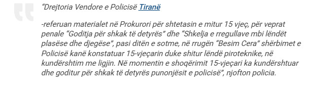 Albania-avmp/U-kap-duke-shitur-fishekzjarr-n-Tiran-pas-ndalimit-15-vjeari-godet-policin