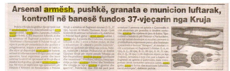 Albania-avmp/arsenal-armesh-ne-kruje