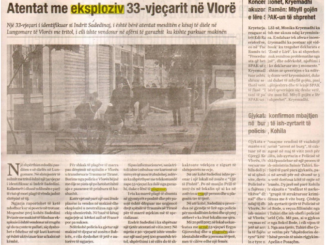 Albania-avmp/atentat-ne-vlore-me-eksplosiv