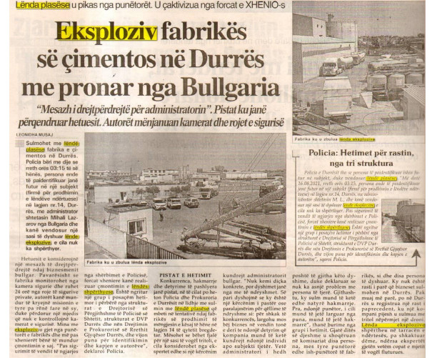 Albania-avmp/eksploziv-fabrikes-se-cimentos-ne-durres