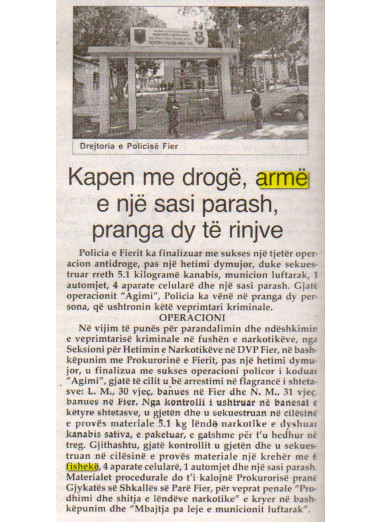 Albania-avmp/fier-kapen-me-drog-dhe-arme