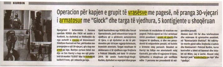 Albania-avmp/kapje-me-arme-pa-leje-ne-kurbin