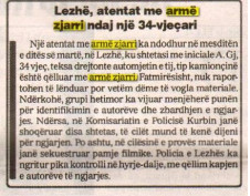 Albania-avmp/lezhe-atentat-me-arme-zjarri-ndaj-34-vjecarit
