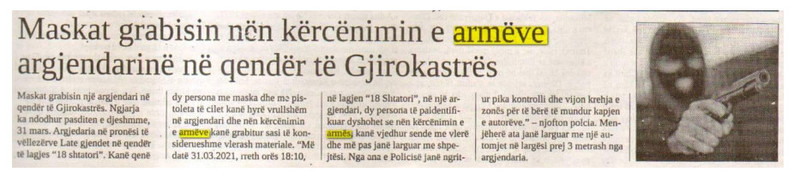Albania-avmp/maskat-grabisin-nen-kercenimin-e-armeve-argjendarine-ne-qender-te-gjirokastre