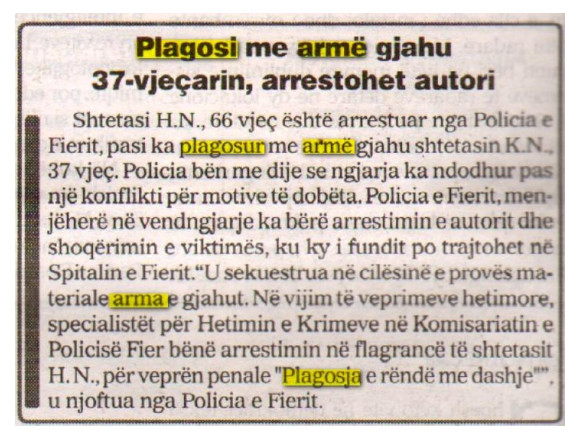 Albania-avmp/plagosi-me-arme-gjahu-37-vjecarin