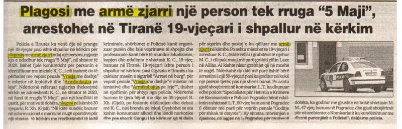 Albania-avmp/plagosi-me-arme-zjarri-te-rruga-5-maji
