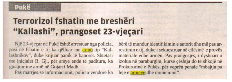 Albania-avmp/puke-fired-with-a-kalashnikov