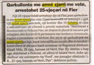 Albania-avmp/qarkullonte-me-arme-zjarri-me-vete-ne-fier-25-vjecari