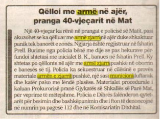 Albania-avmp/qelloi-me-arme-ne-ajer-ne-mat