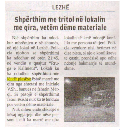Albania-avmp/shperthim-me-tritol-ne-lezhe