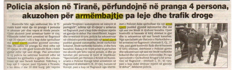 Albania-avmp/tirane---armembajtje-pa-leje