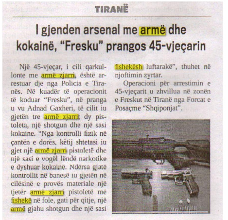Albania-avmp/tirane-weapon-seizure