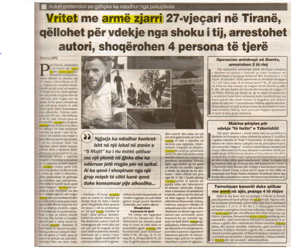 Albania-avmp/vritet-me-arme-zjarri-ne-tirane-27-vjecari