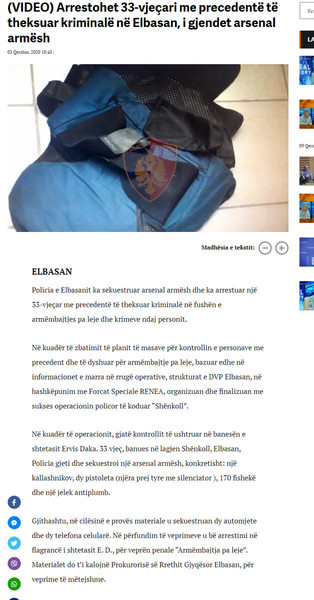 Albania-avmp/weapon-seizure-33-year-old