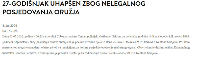 Bosnia-and-Herzegovina-avmp/27-godisnjak-uhapsen-zbog-nelegalnog-posjedovanja-oruzja