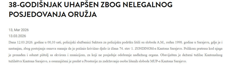 Bosnia-and-Herzegovina-avmp/38-godisnjak-uhapsen-zbog-nelegalnog-posjedovanja-oruzja