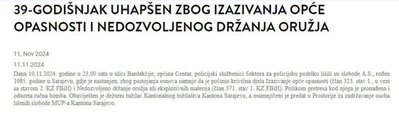 Bosnia-and-Herzegovina-avmp/39-godisnjak-uhapsen-zbog-izazivanja-opce-opasnosti-i-nedozvol