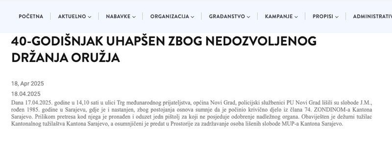 Bosnia-and-Herzegovina-avmp/40-godisnjak-uhapsen-zbog-nedozvoljenog-drzanja-oruzja-_-Minis