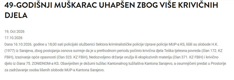Bosnia-and-Herzegovina-avmp/49-godisnji-muskarac-uhapsen-zbog-vise-krivicnih-djela
