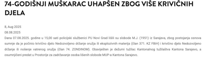 Bosnia-and-Herzegovina-avmp/74-godisnji-muskarac-uhapsen-zbog-vise-krivicnih-djela-_-Minis