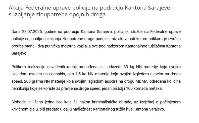 Bosnia-and-Herzegovina-avmp/Akcija-Federalne-uprave-policije-na-podrucju-Kantona-Sarajevo--suzbijanje-zloupotrebe-opojnih-droga