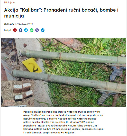 Bosnia-and-Herzegovina-avmp/Akcija-Kalibar-pronadjeni-rucni-bacaci-bombe-i-municija