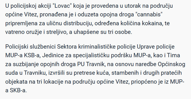 Bosnia-and-Herzegovina-avmp/Akcija-Lovac-u-Vitezu-Pronadena-droga-i-oruzje-uhapsene-tri-osobe