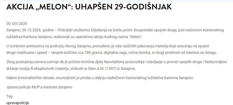 Bosnia-and-Herzegovina-avmp/Akcija-Melon-Uhapsen-29-godisnjak