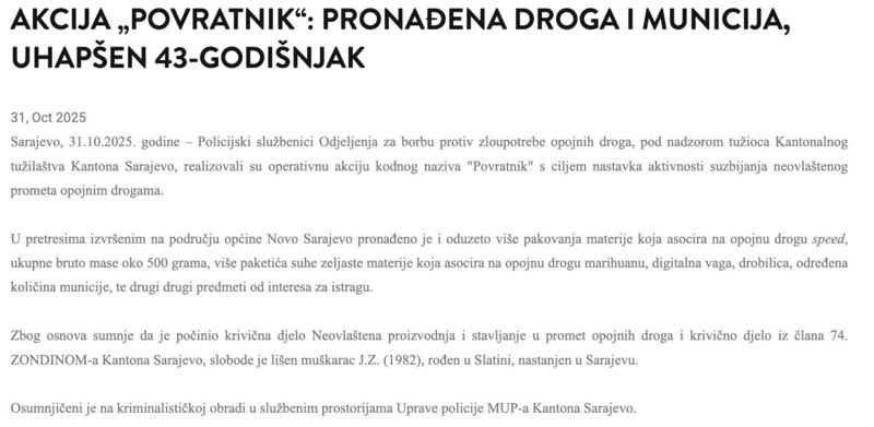 Bosnia-and-Herzegovina-avmp/Akcija-Povratnik_-Pronadena-droga-i-municija-uhapsen-43-godisn