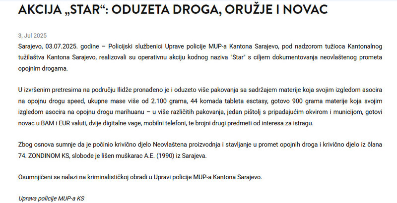 Bosnia-and-Herzegovina-avmp/Akcija-Star_-Oduzeta-droga-oruzje-i-novac-_-Ministarstvo-unutr