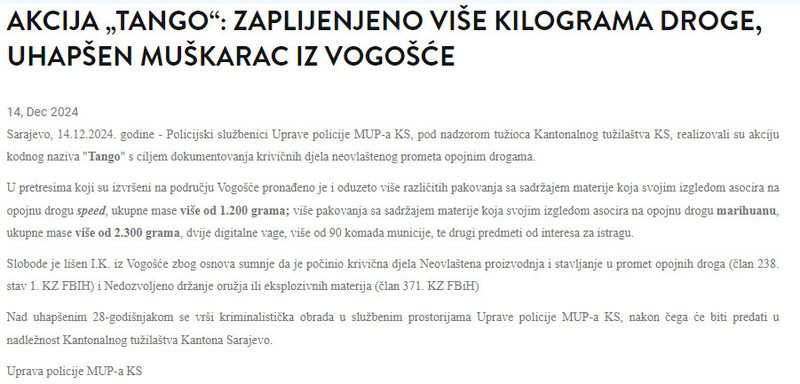 Bosnia-and-Herzegovina-avmp/Akcija-Tango_-Zaplijenjeno-vise-kilograma-droge-uhapsen-muskar