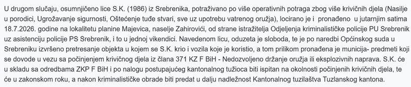 Bosnia-and-Herzegovina-avmp/Akcija-Uprave-policije-MUP-TK-a--dva-bjegunca-za-kojima-su-bile-raspisane-potrage-pronadeni-i-liseni-slobode