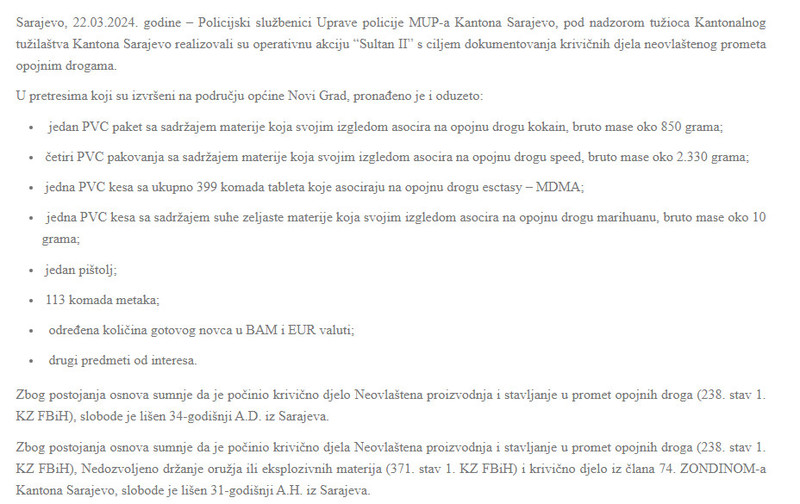 Bosnia-and-Herzegovina-avmp/Akcija-_Sultan-II__-Uhapsena-dva-muskarca-zaplijenjeno-oruzje-