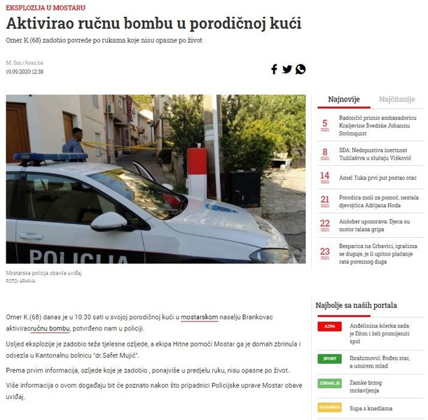 Bosnia-and-Herzegovina-avmp/Aktivirao-rucnu-bombu-u-porodicnoj-kuci