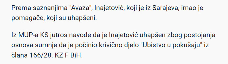 Bosnia-and-Herzegovina-avmp/Almer-Inajetovic-imao-pomagace-Uhapsena-jos-dvojica-muskaraca