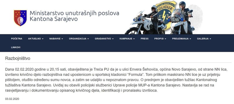 Bosnia-and-Herzegovina-avmp/Armed-robbery-betting-shop
