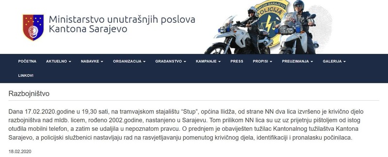 Bosnia-and-Herzegovina-avmp/Armed-robbery-tram-stop