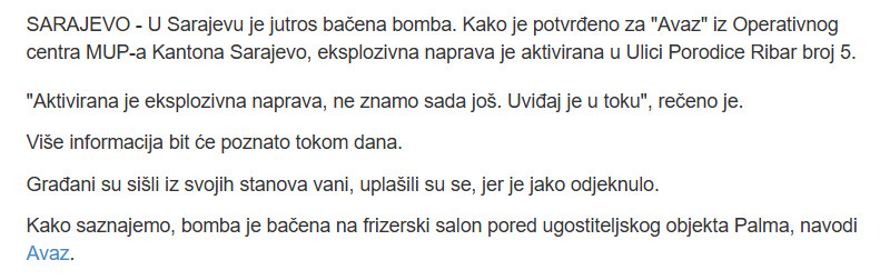 Bosnia-and-Herzegovina-avmp/Bacena-bomba-u-Sarajevu-Mjestane-probudila-jaka-detonacija