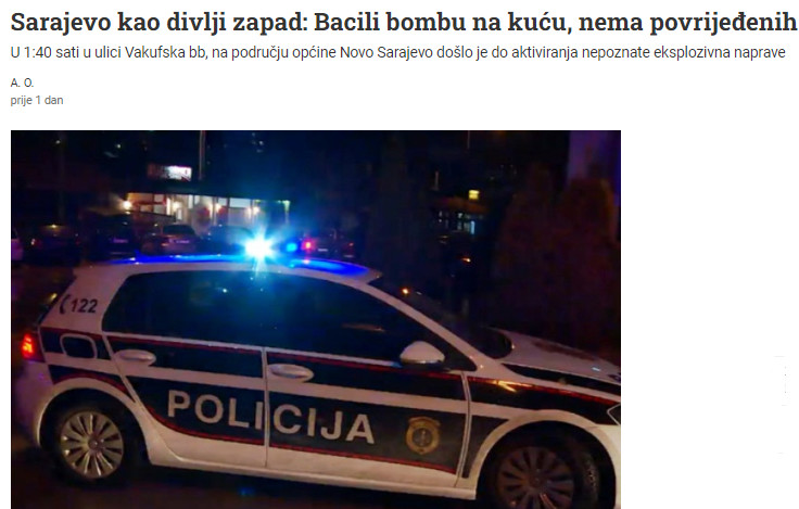 Bosnia-and-Herzegovina-avmp/Bacili-bombu-na-kucu-nema-povrijedjenih