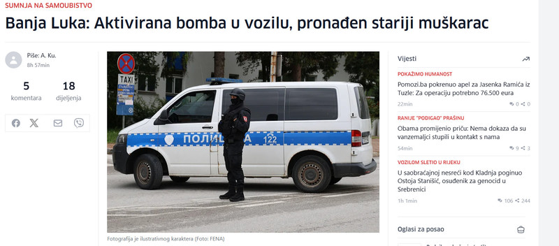 Bosnia-and-Herzegovina-avmp/Banja-Luka-Aktivirana-bomba-u-vozilu-pronaden-stariji-muskarac_1