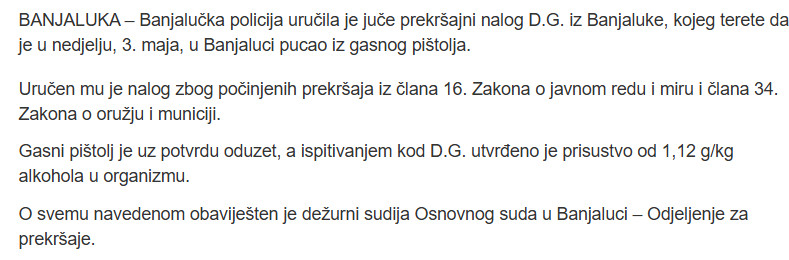 Bosnia-and-Herzegovina-avmp/Banjalucanin-pijan-pucao-iz-gasnog-pistolja