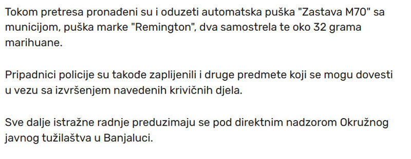Bosnia-and-Herzegovina-avmp/Banjalucanin-pucao-u-Laktasima-policija-mu-pronasla-arsenal-oruzja-i-drogu_1